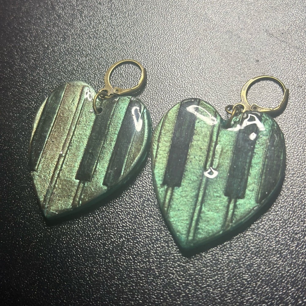 Heart-Shaped Piano Key Earrings